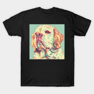 Clumber Spaniel in 70's T-Shirt